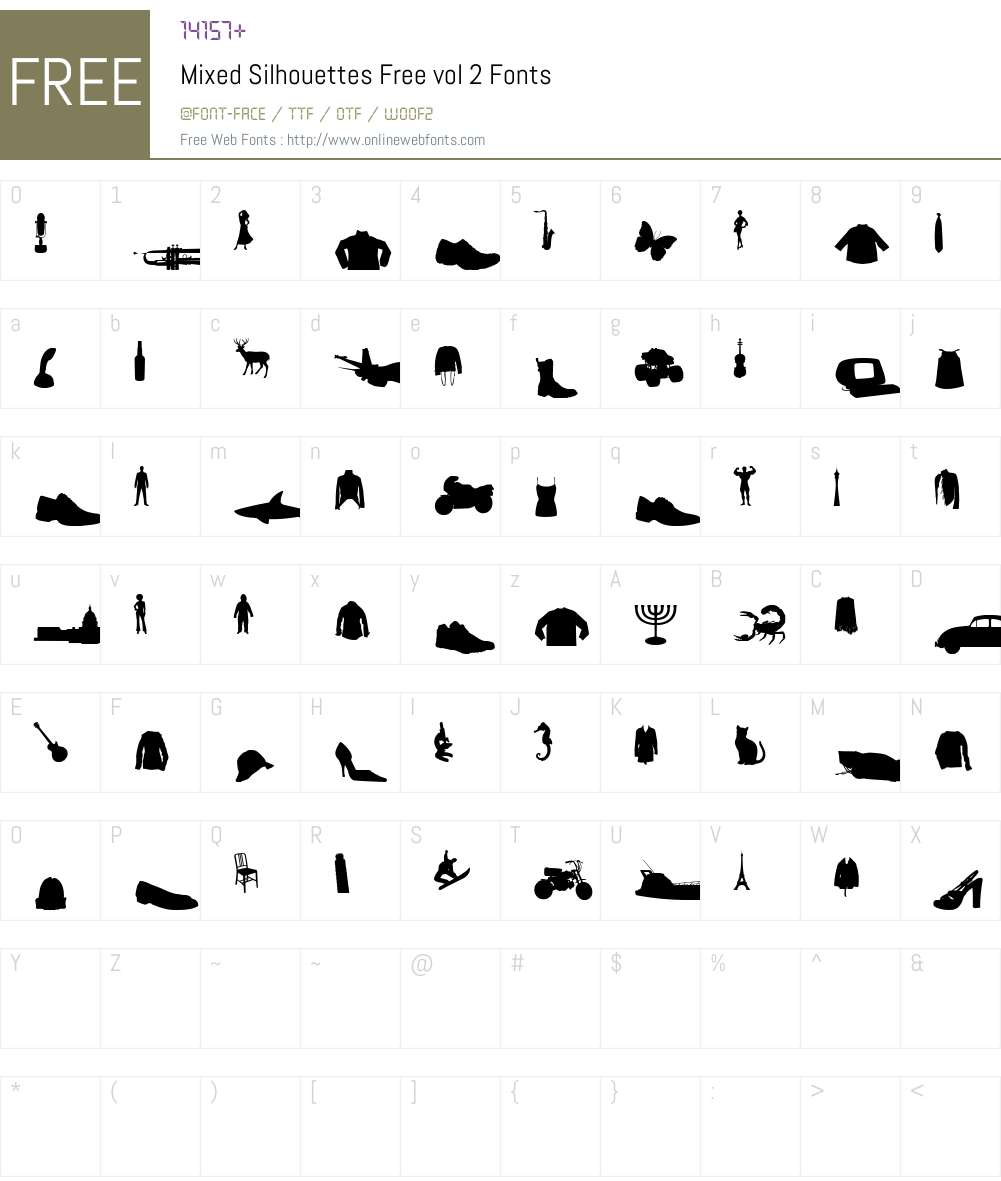 Mixed Silhouettes Free vol 2 Font Screenshots