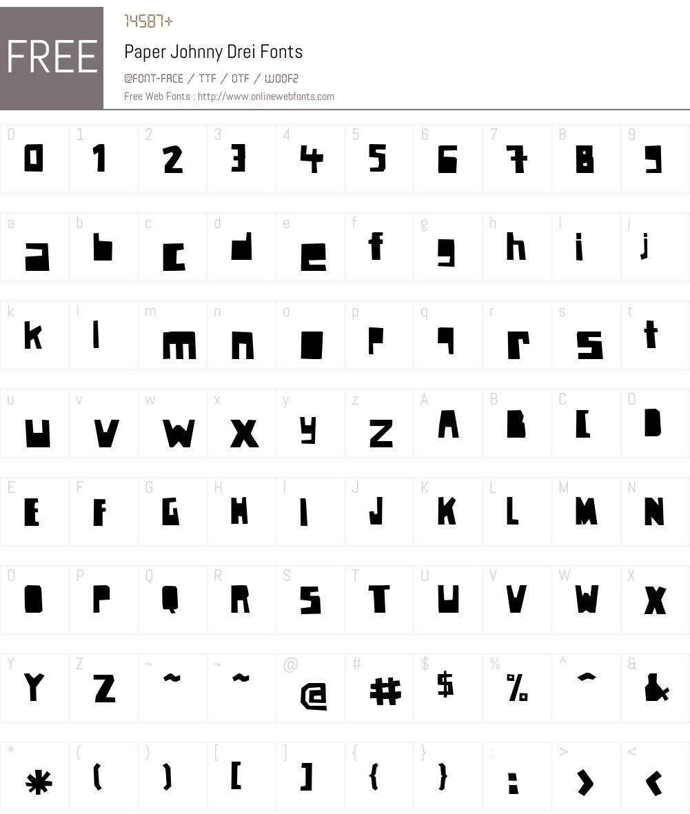 Paper Johnny Drei Font Screenshots