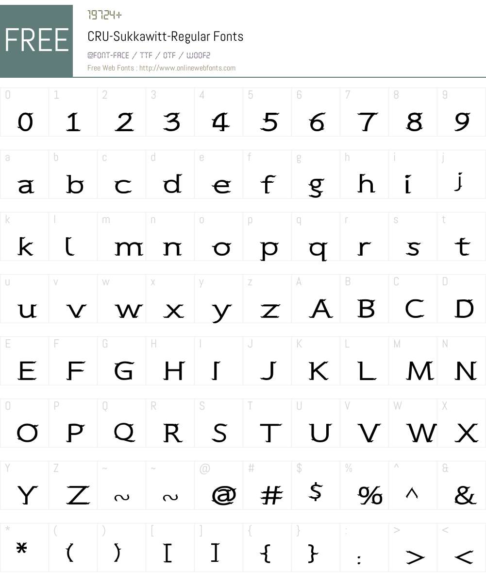 CRU-Sukkawitt-Regular Font Screenshots