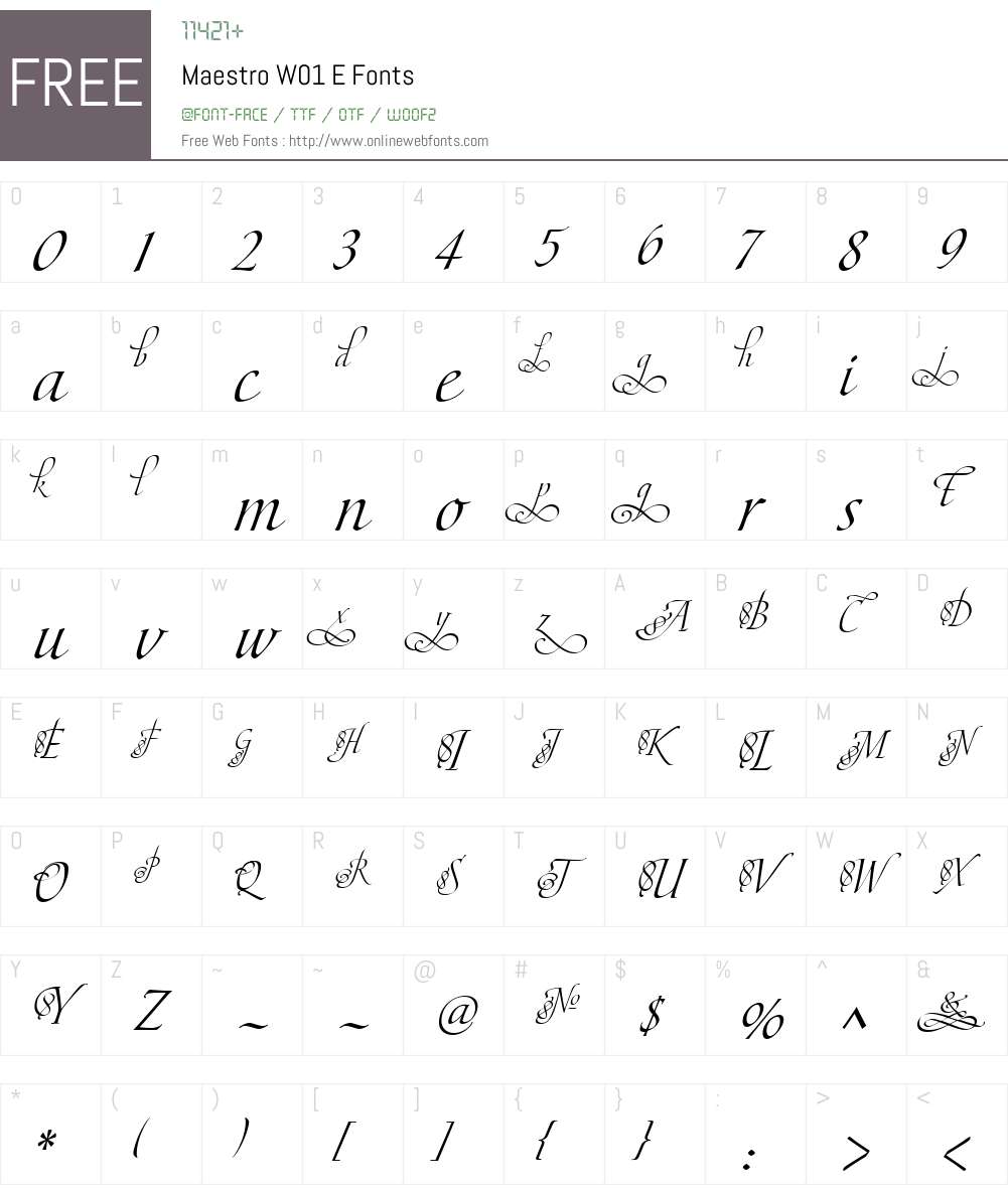 MaestroW01-E Font Screenshots