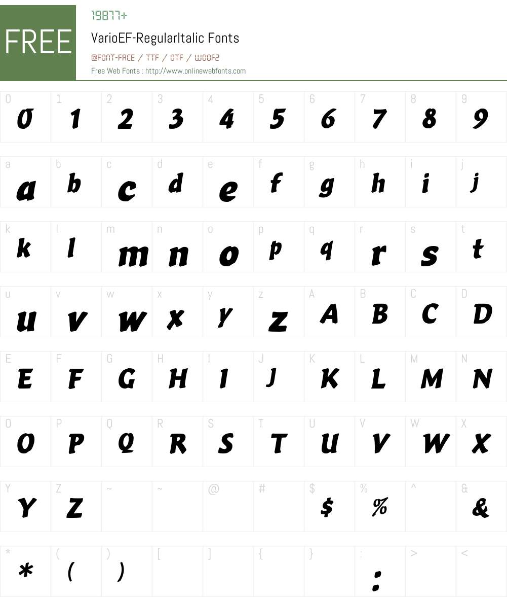 VarioEF-RegularItalic Font Screenshots