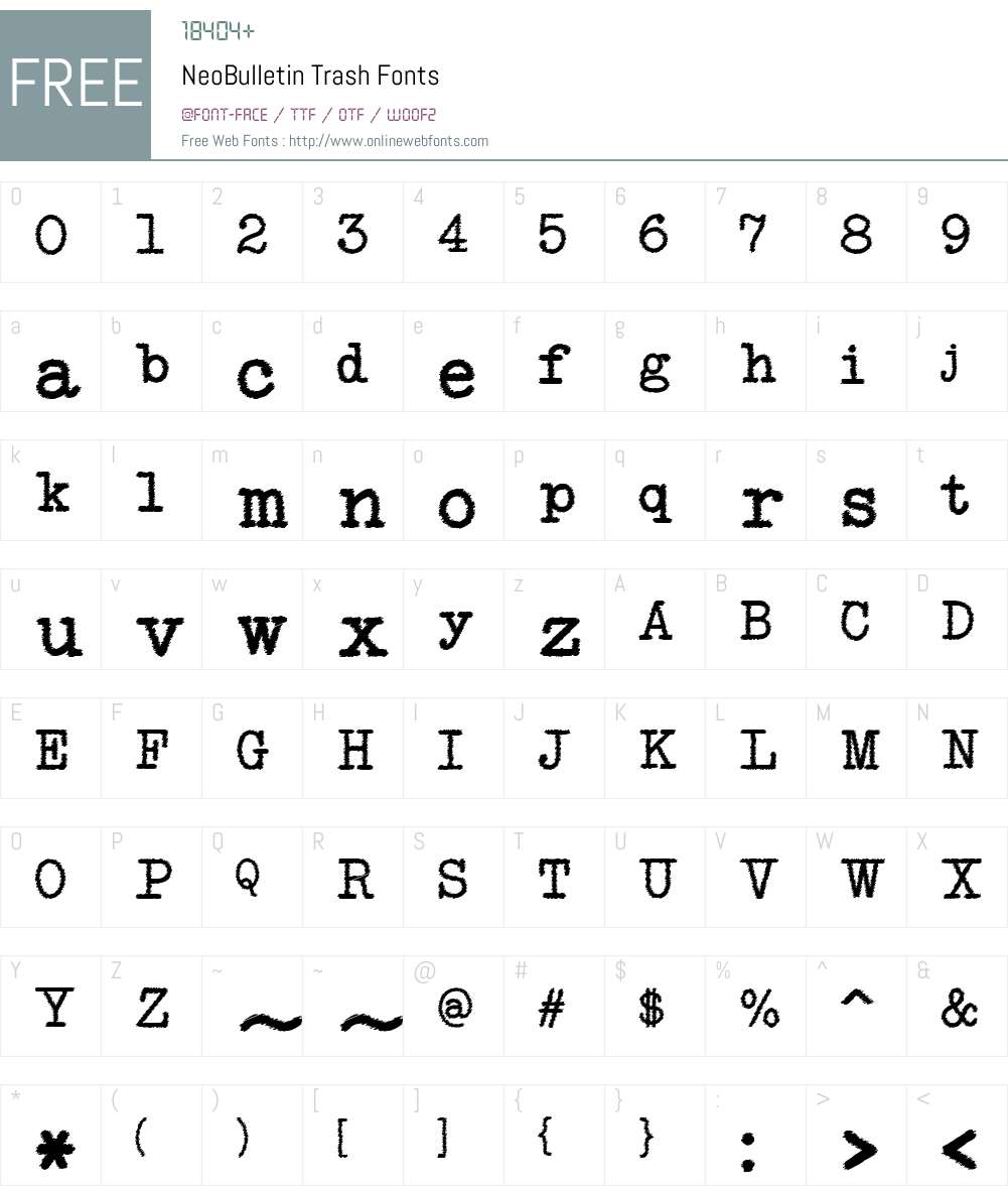 NeoBulletin Trash Font Screenshots
