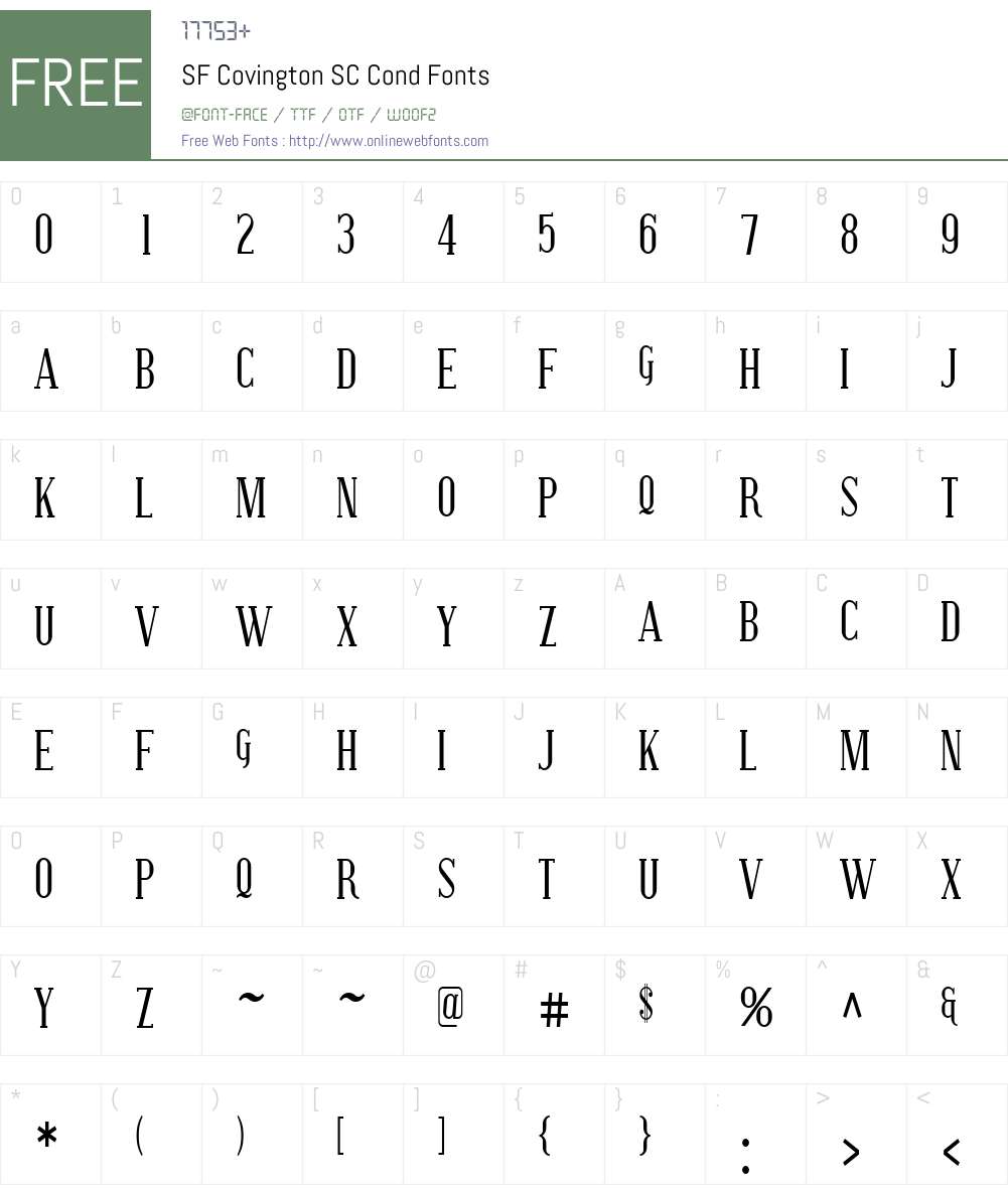 SF Covington SC Cond Font Screenshots