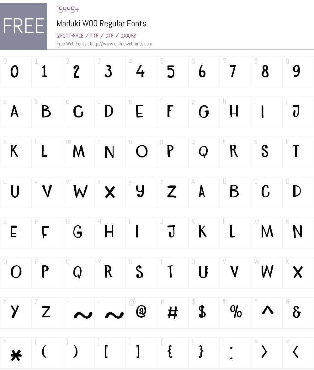 MadukiW00-Regular Font Screenshots