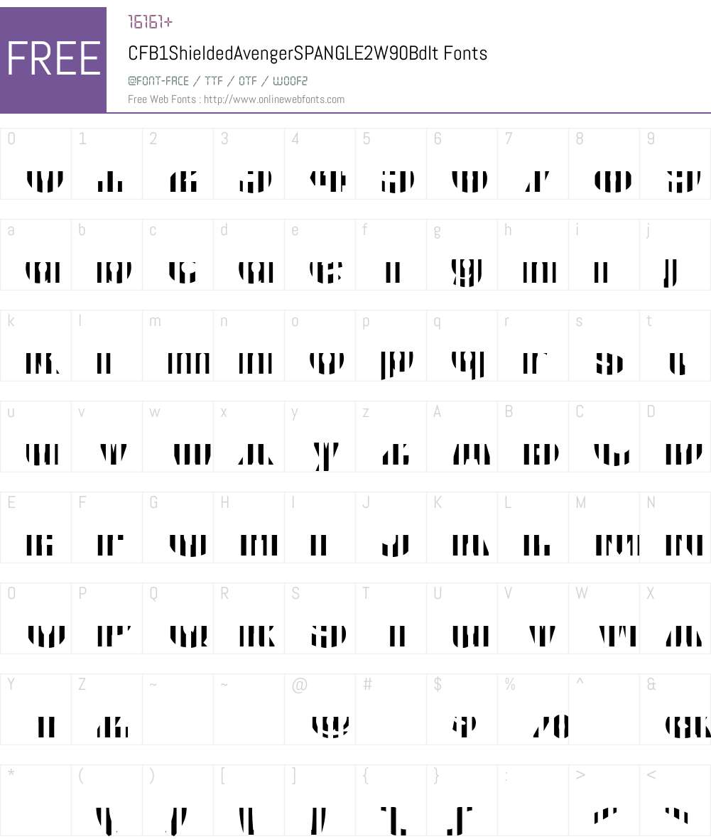 CFB1ShieldedAvengerSPANGLE2W90-BdIt Font Screenshots
