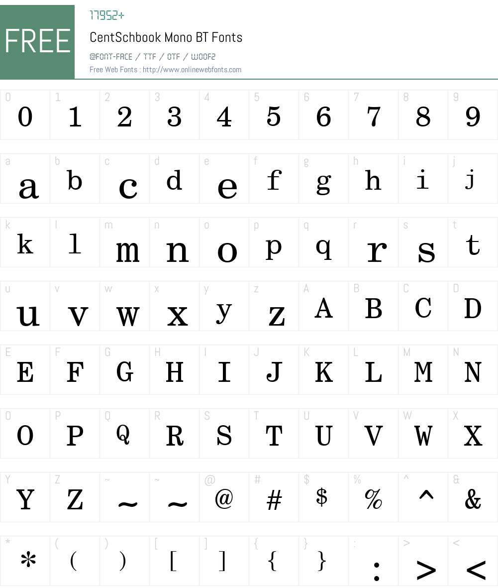 CentSchbook Mono BT Font Screenshots