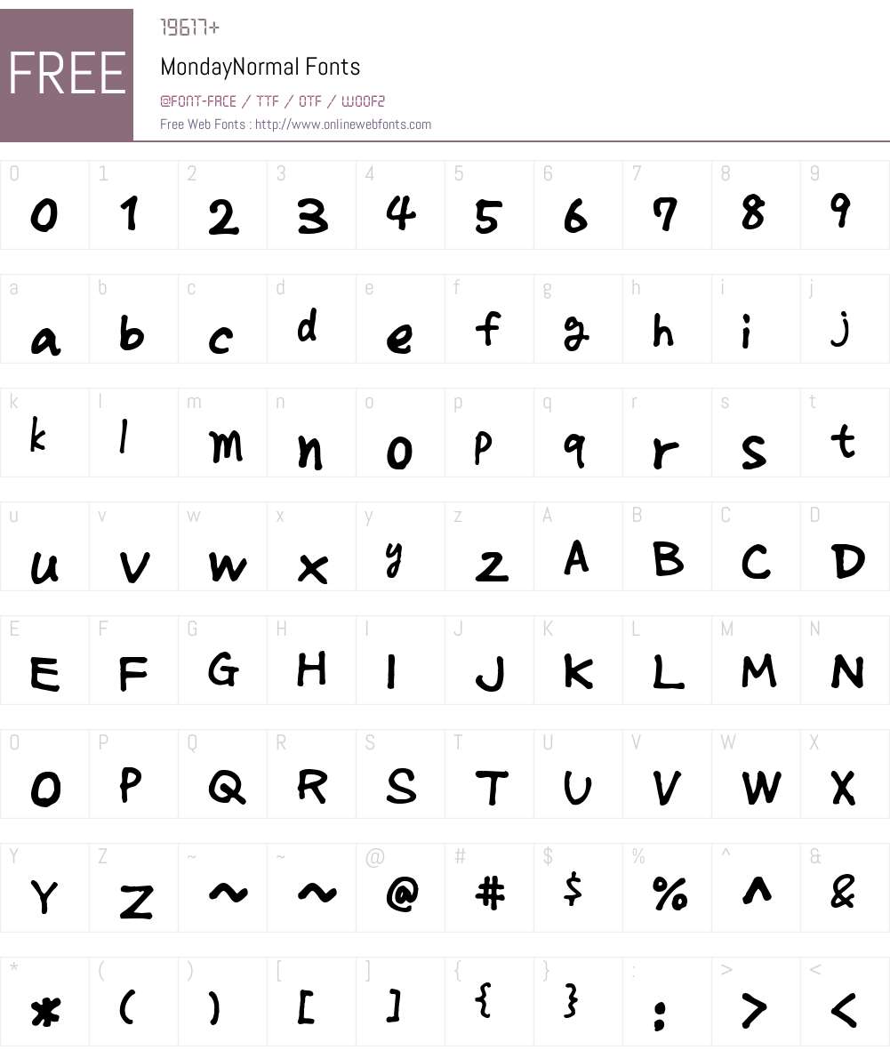 MondayNormal Font Screenshots