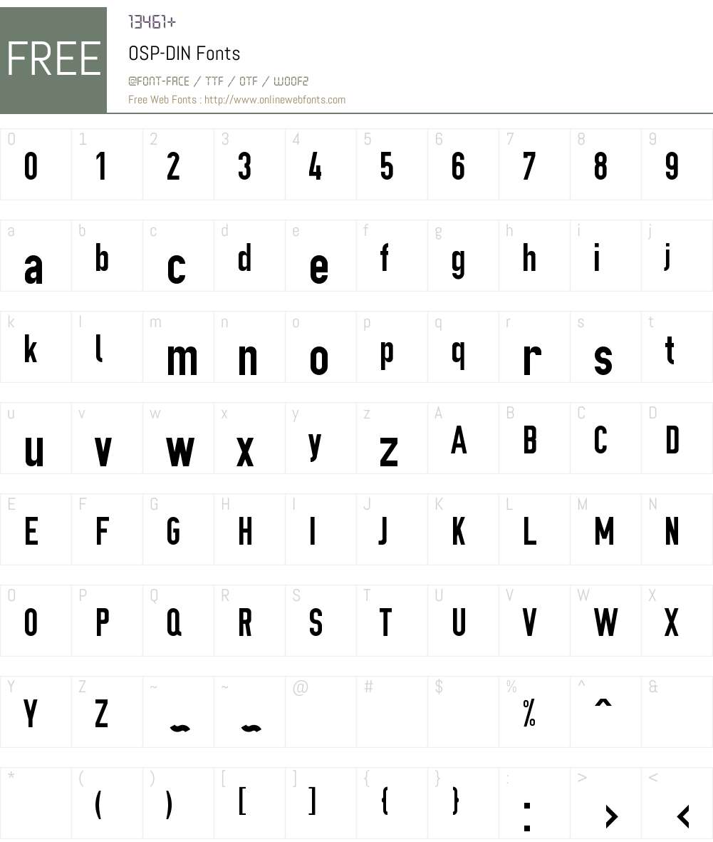 OSP-DIN Font Screenshots
