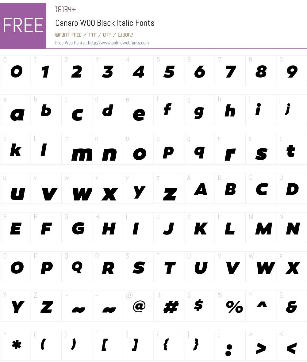 CanaroW00-BlackItalic Font Screenshots