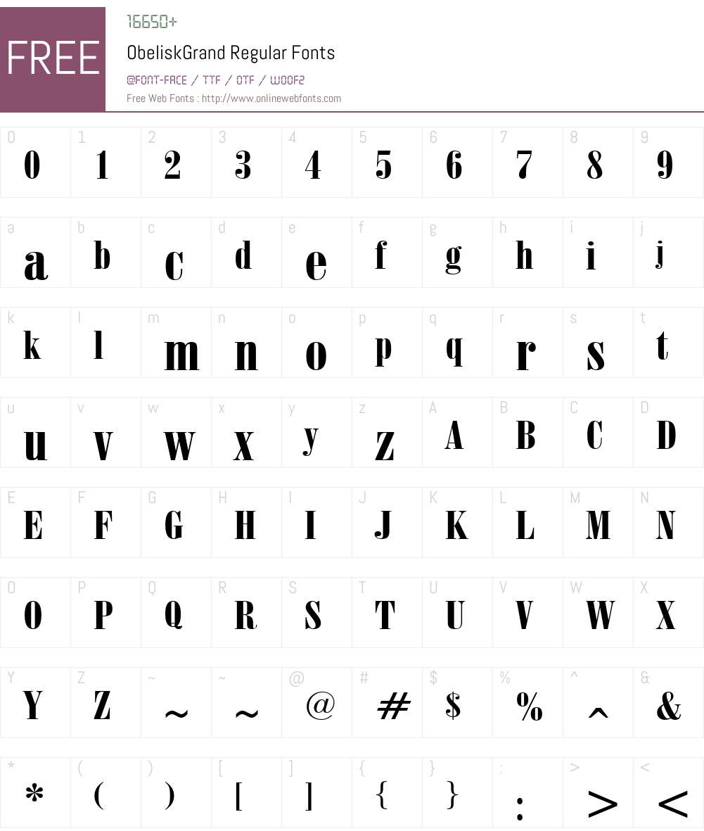 ObeliskGrand Font Screenshots