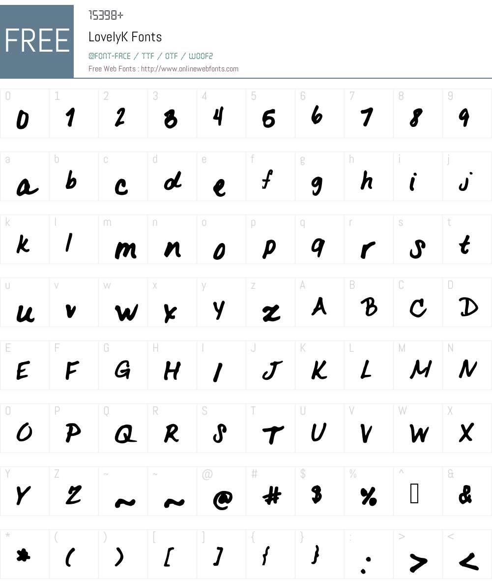 LovelyK Font Screenshots