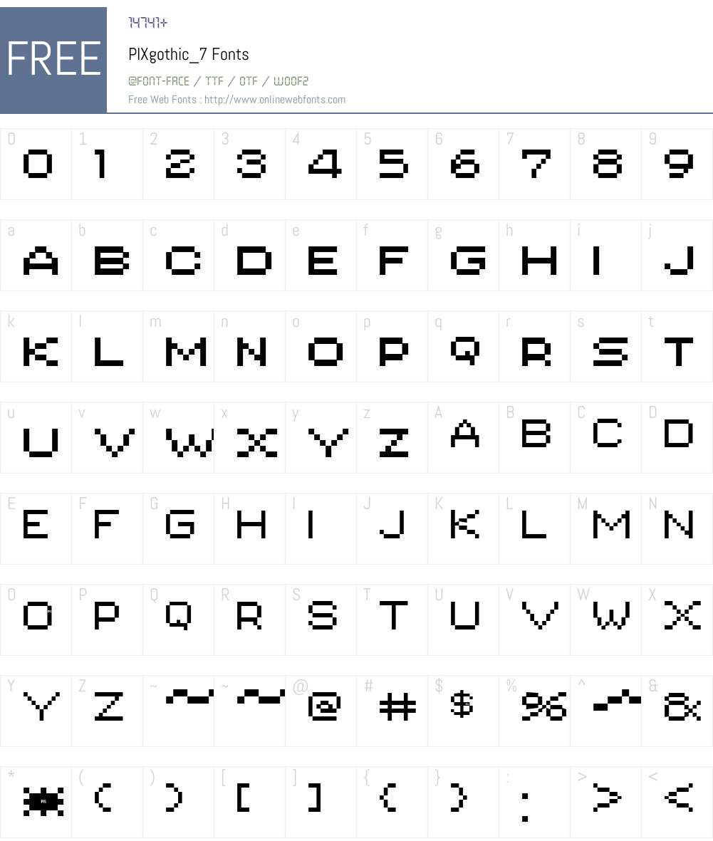 PIXgothic_7 Font Screenshots