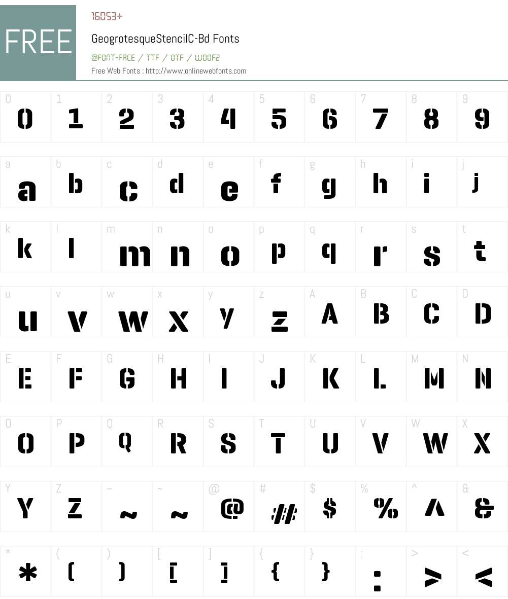 Geogrotesque Stencil C Bd Font Screenshots