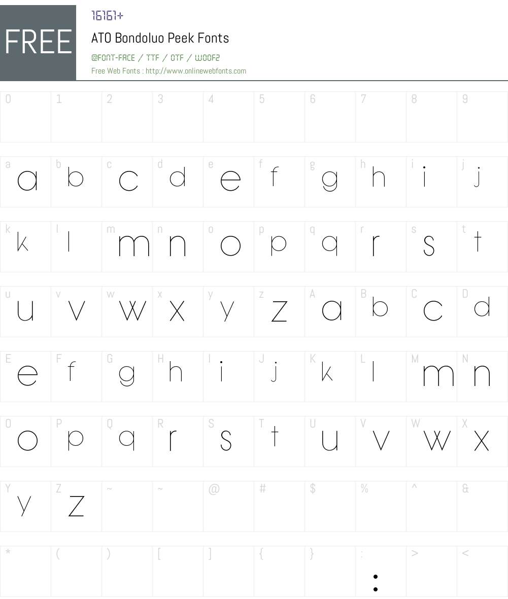 Bondoluo Peek Font Screenshots