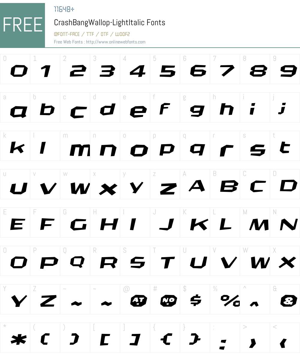 CrashBangWallop Font Screenshots