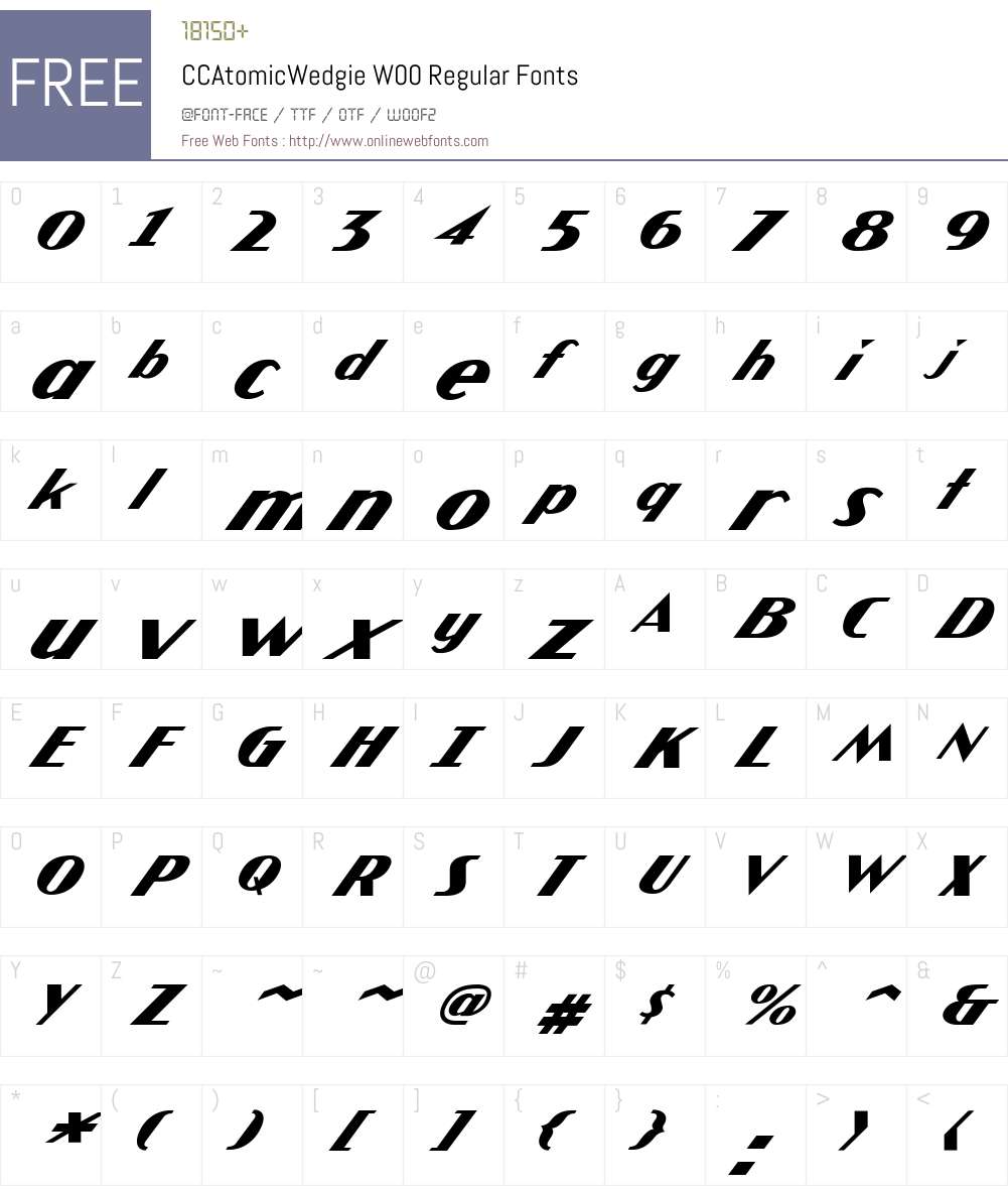 CCAtomicWedgieW00-Regular Font Screenshots