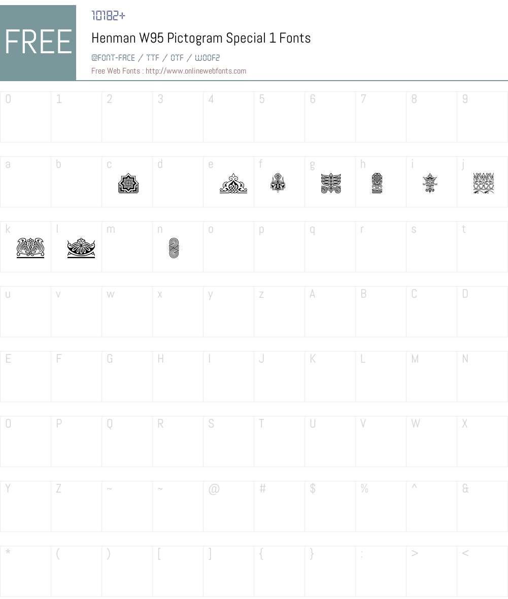 HenmanW95-PictogramSpecial1 Font Screenshots