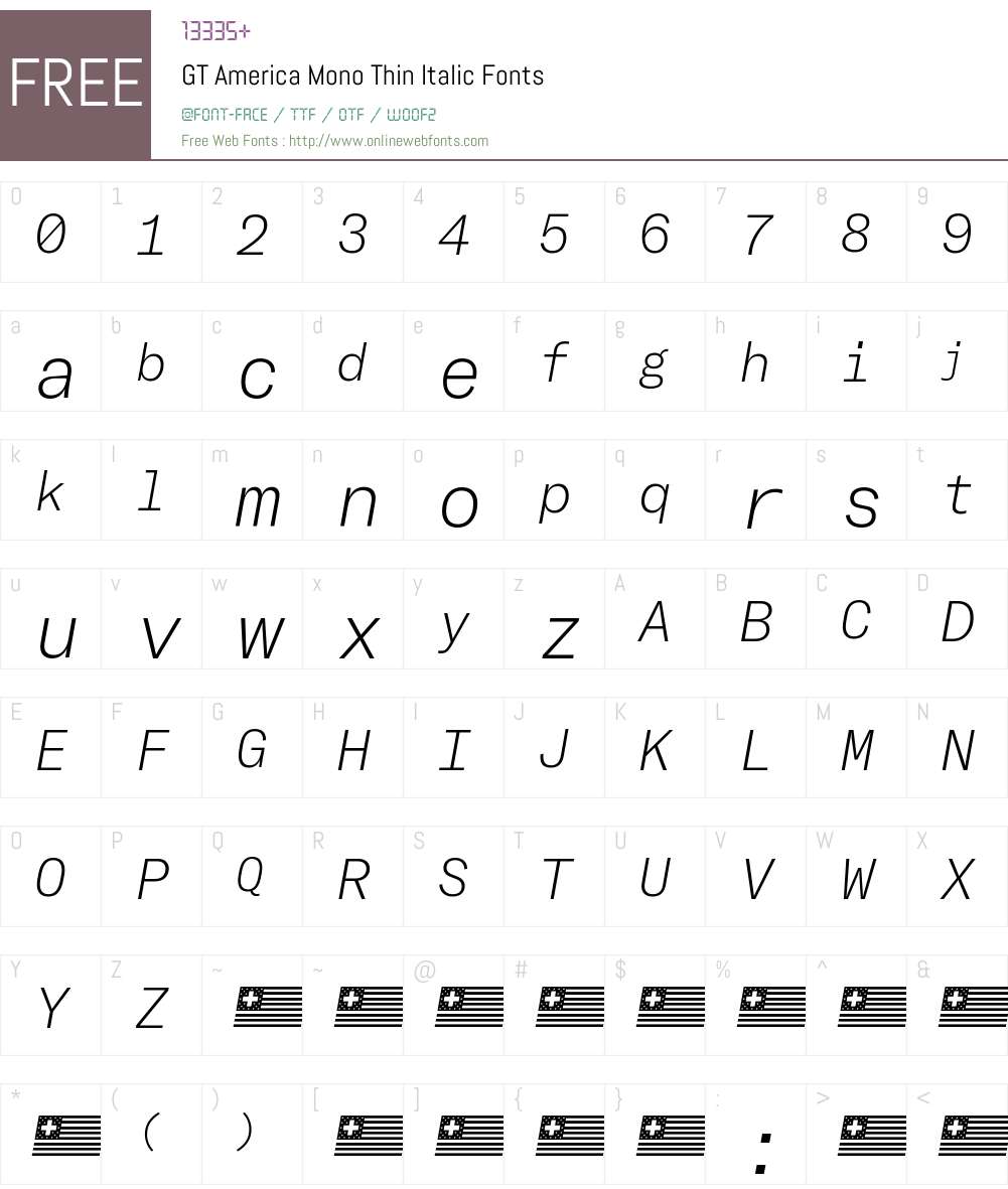 GT America Mono Thin Font Screenshots
