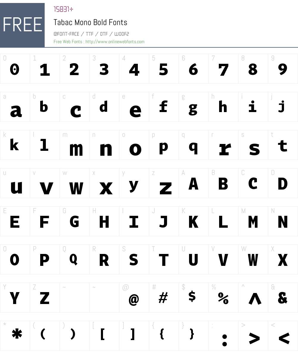 Tabac Mono Font Screenshots