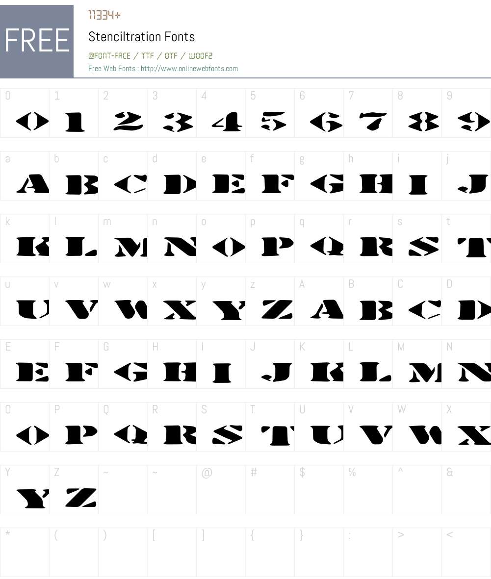Stenciltration Font Screenshots