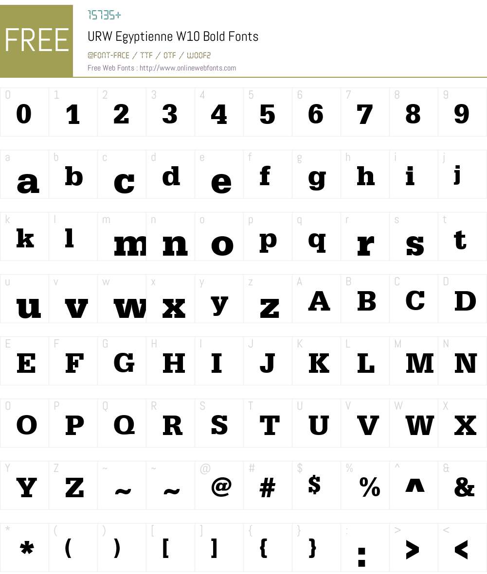 Egyptienne Font Screenshots