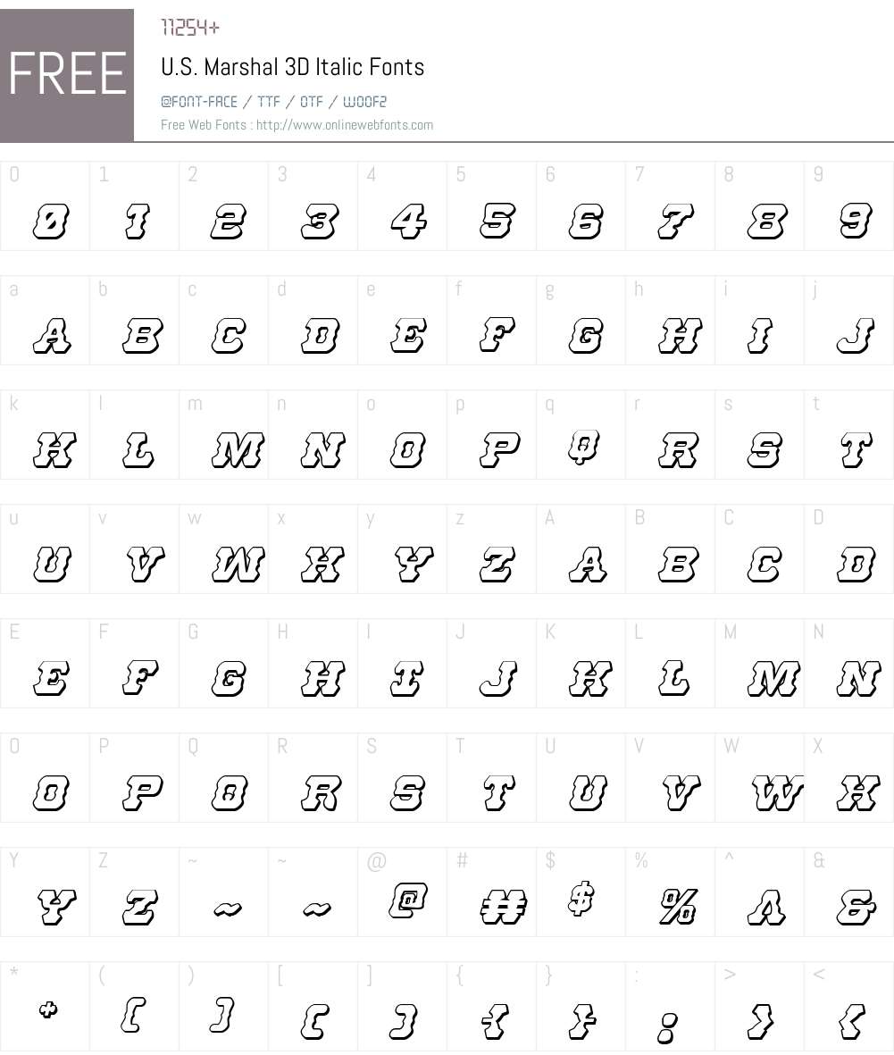 U.S. Marshal 3D Italic Font Screenshots