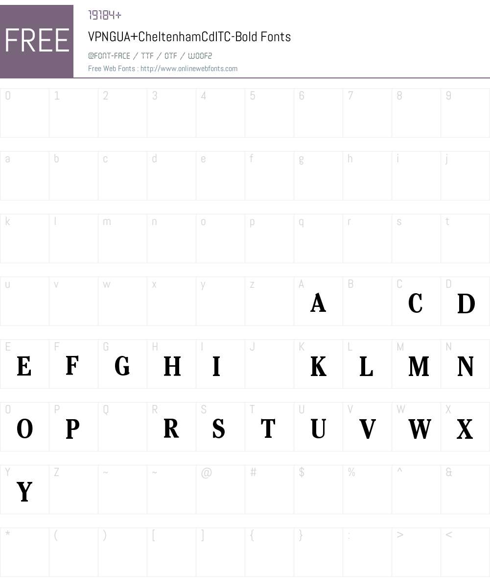 VPNGUA+CheltenhamCdITC-Bold Font Screenshots