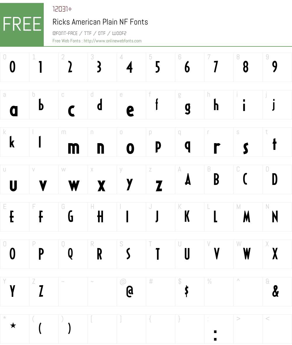 Ricks American Plain NF Font Screenshots