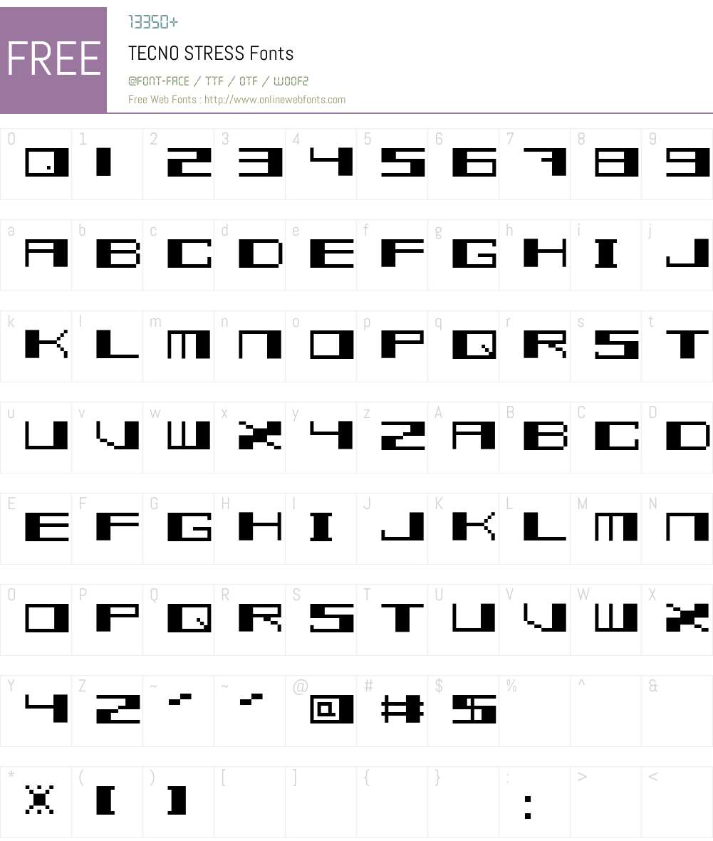TECNO STRESS Font Screenshots