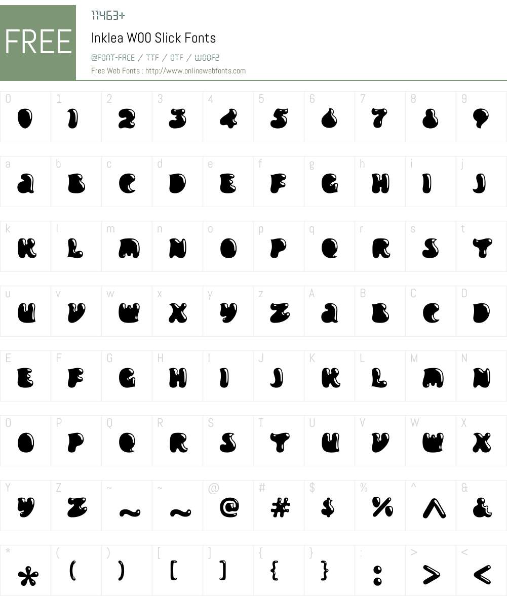 InkleaW00-Slick Font Screenshots