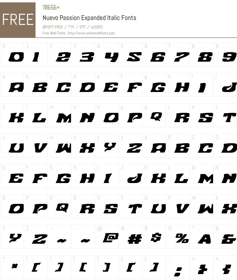 Nuevo Passion Expanded Italic Font Screenshots