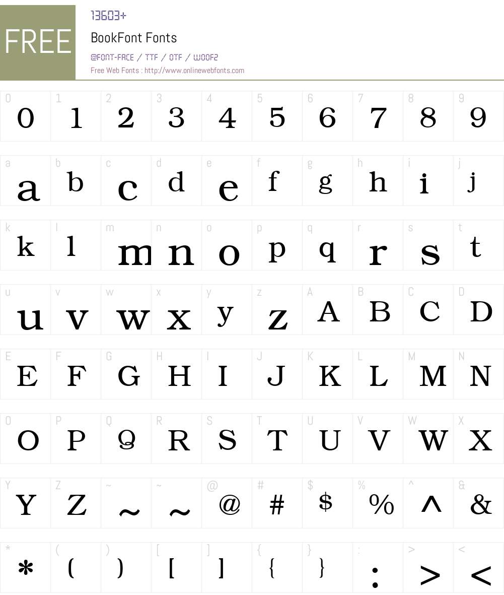 BookFont Font Screenshots