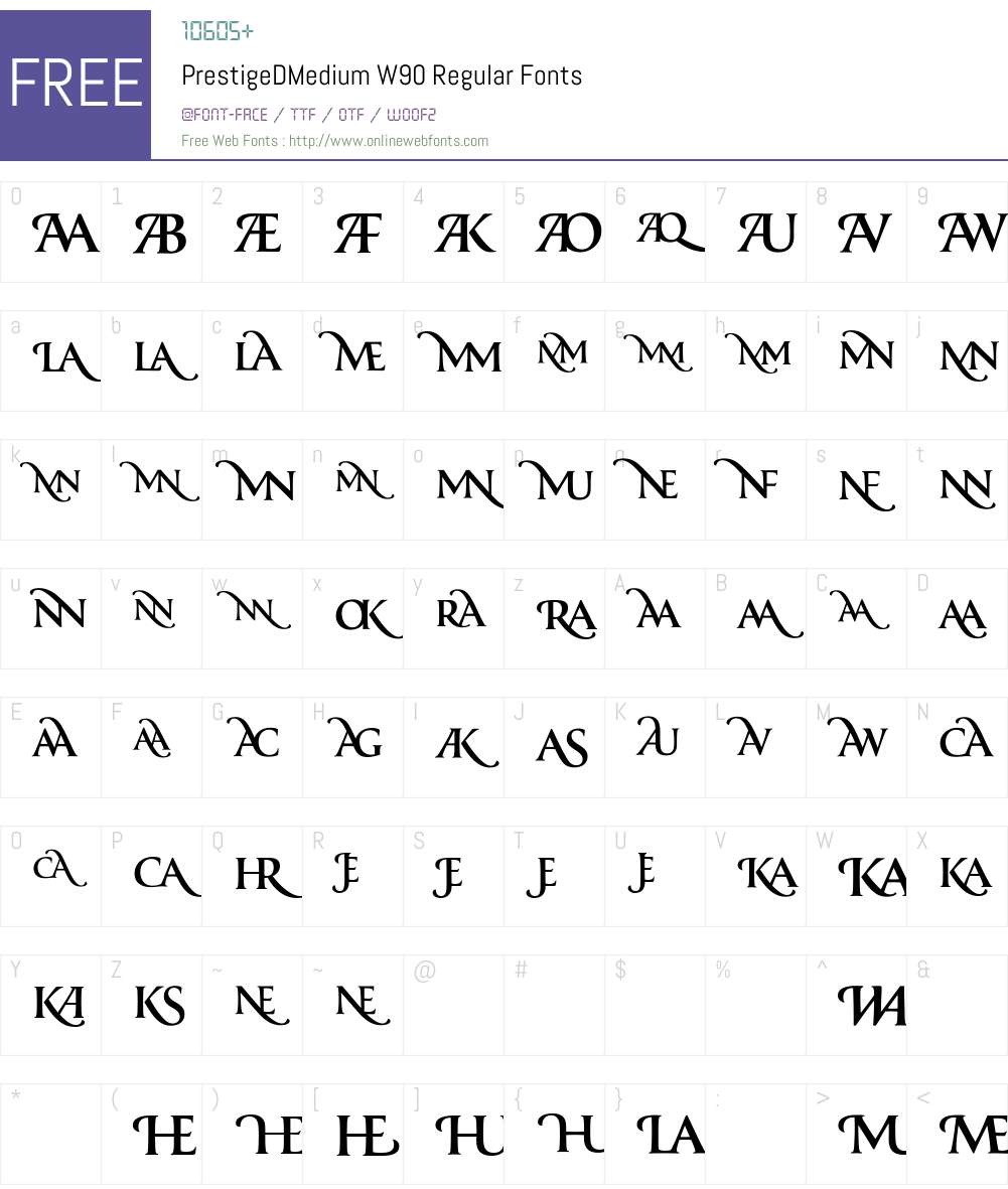 PrestigeDMediumW90-Regular Font Screenshots
