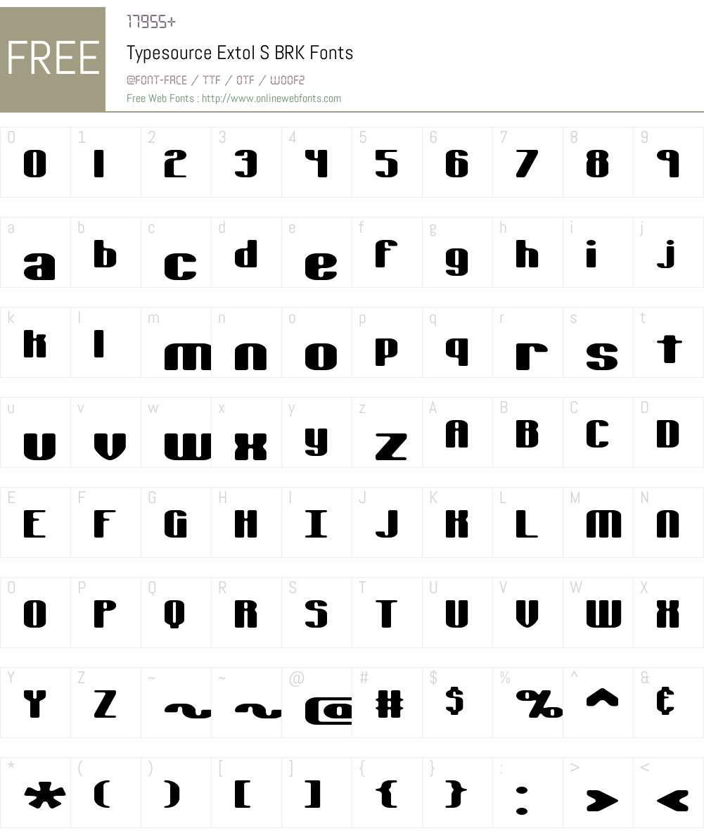 Typesource Extol S BRK Font Screenshots