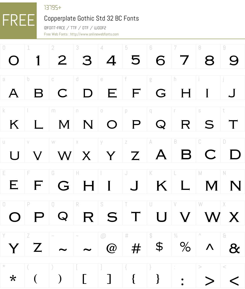 Copperplate Gothic Std Font Screenshots