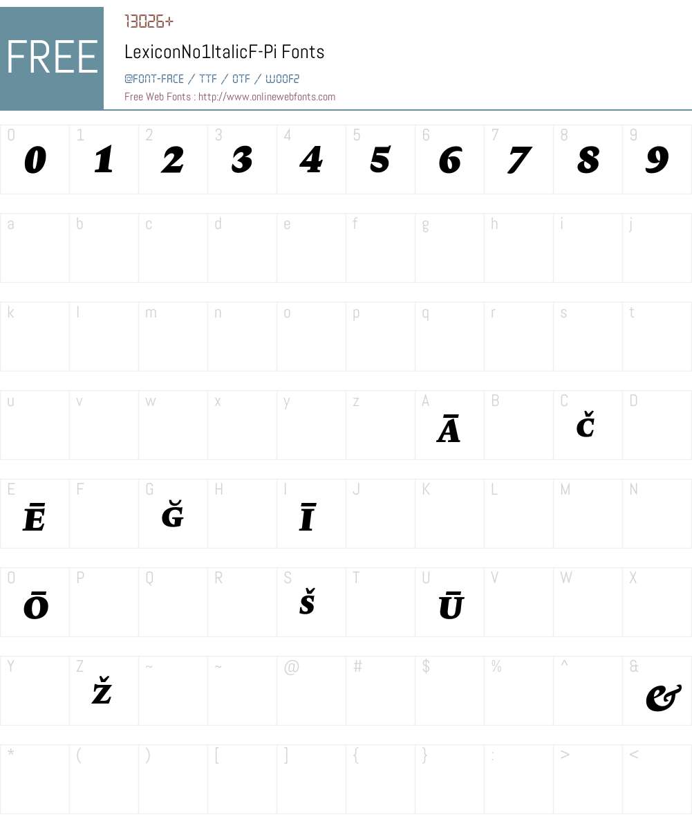 LexiconNo1ItalicF Font Screenshots