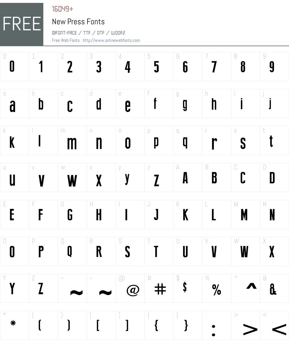 New Press Font Screenshots