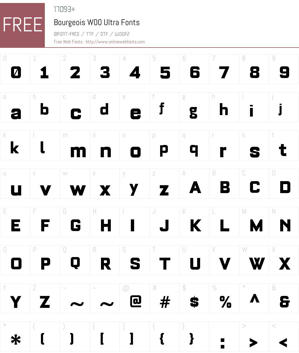 BourgeoisW00-Ultra Font Screenshots