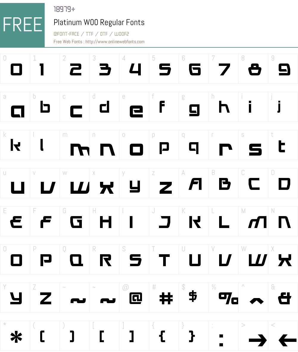 PlatinumW00-Regular Font Screenshots
