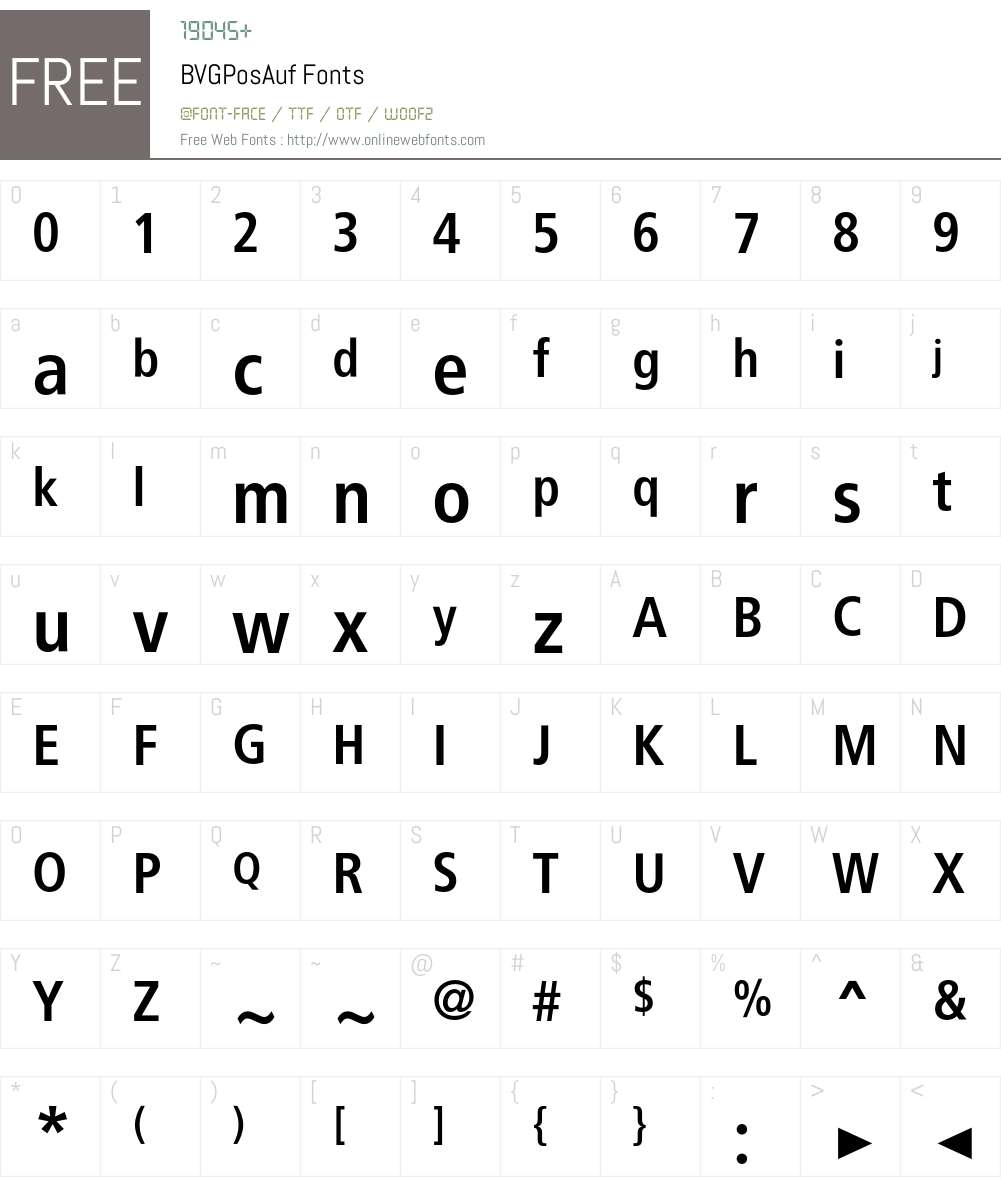 BVGPosAuf Font Screenshots