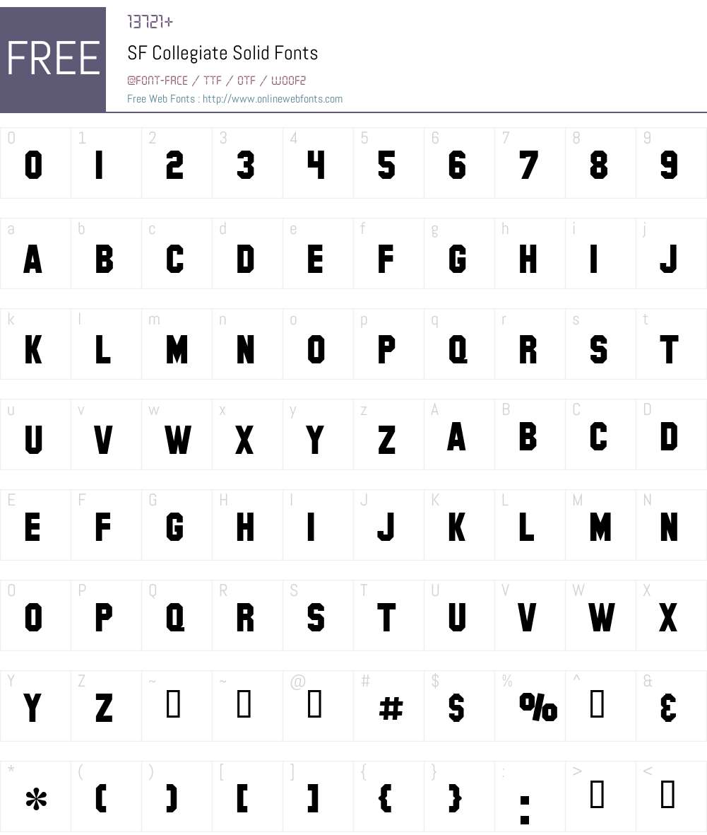 SF Collegiate Solid Font Screenshots