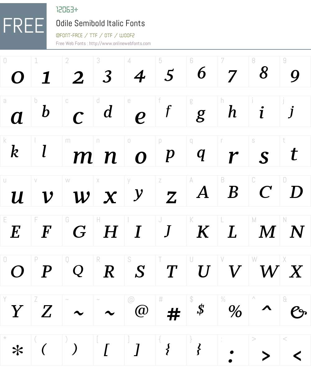 Odile Semibold Font Screenshots