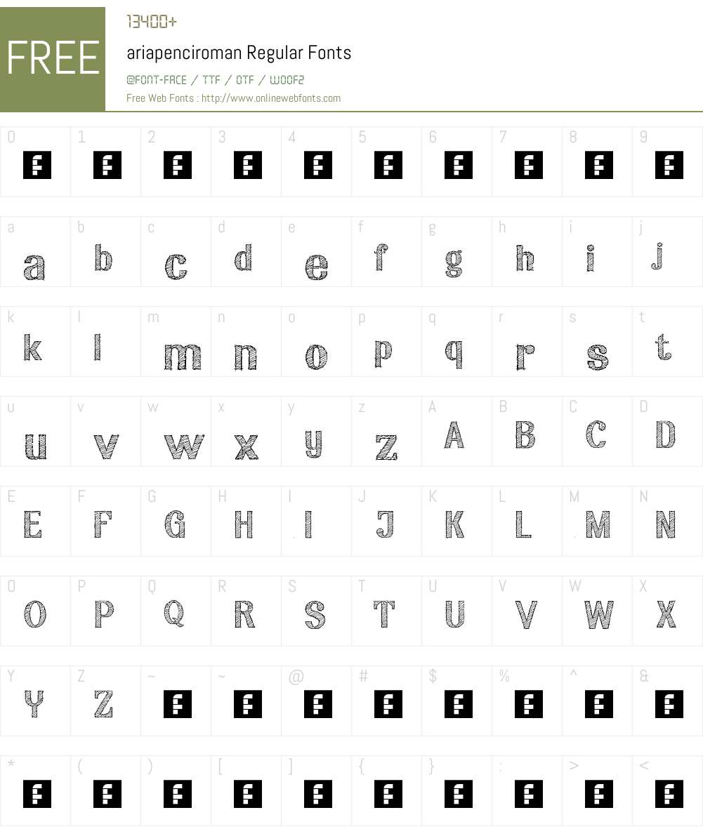 ariapenciroman Font Screenshots