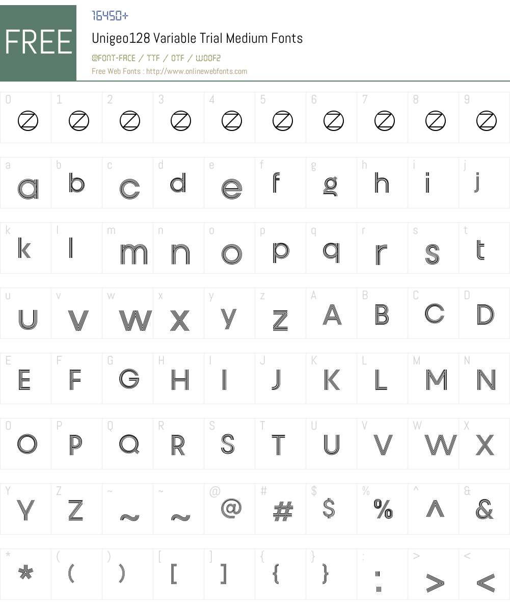 Unigeo128 Variable Trial Medium 1.000;Glyphs 3.2 (3207) Fonts Free ...