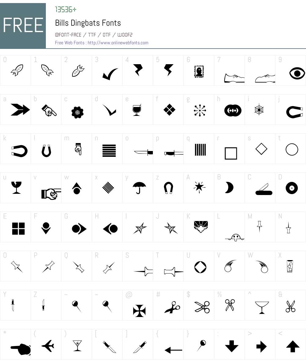 Bills Dingbats Font Screenshots