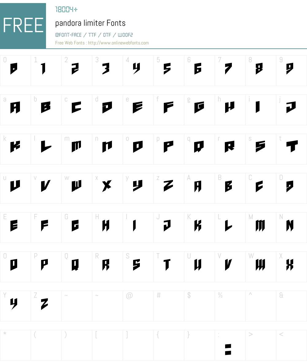 pandora limiter Font Screenshots