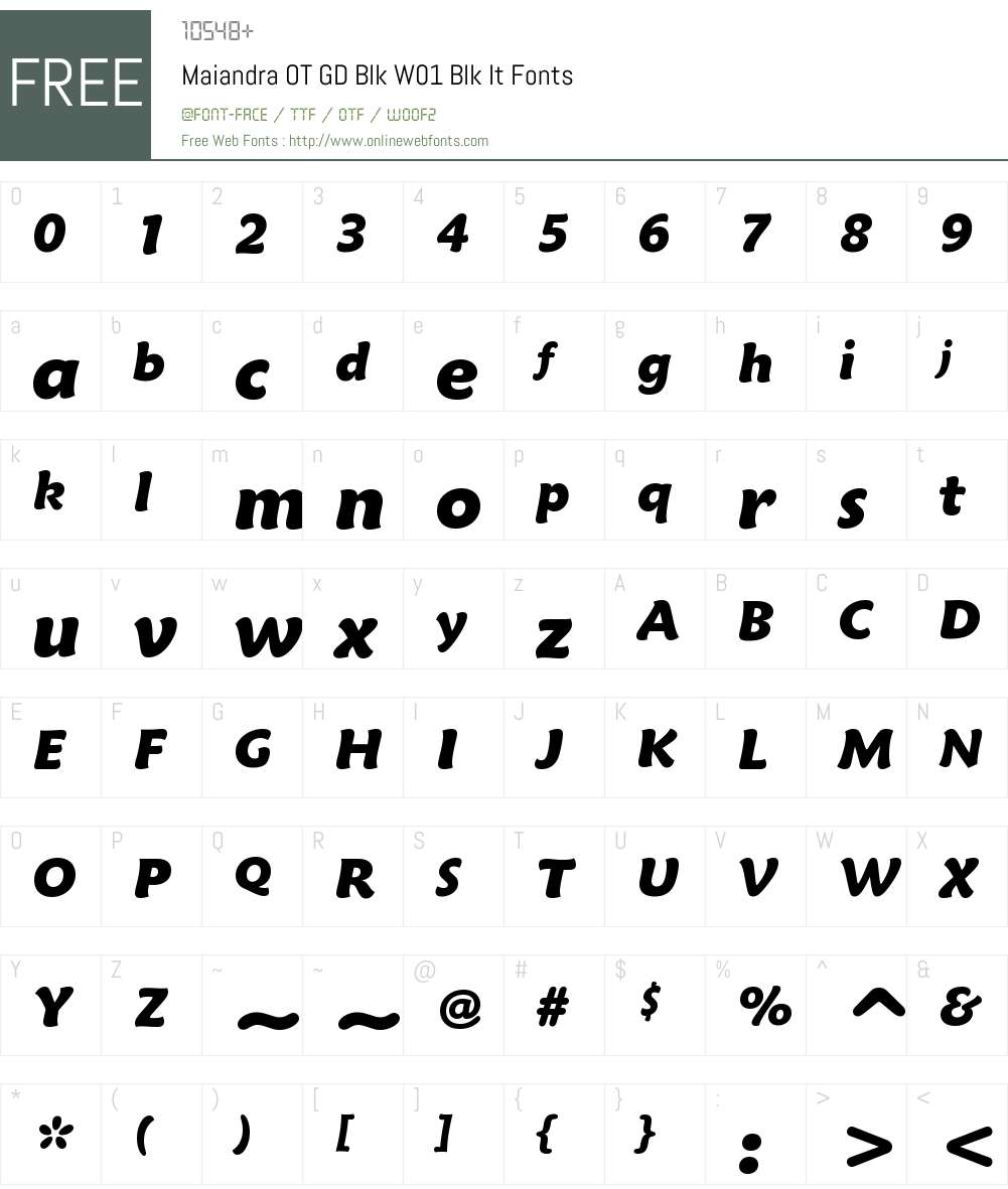MaiandraOTGDBlkW01-BlackIt Font Screenshots