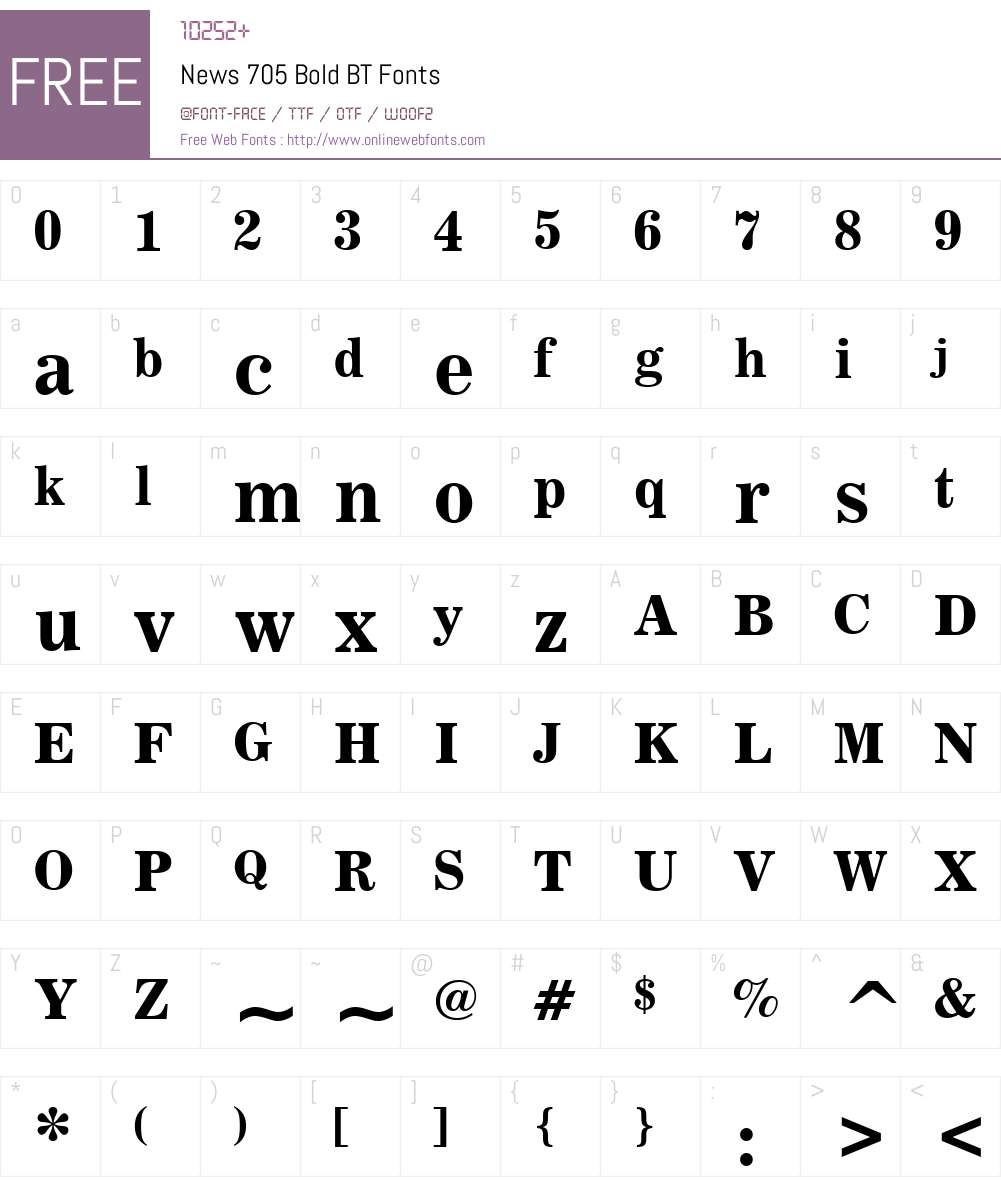 News705 BT Font Screenshots