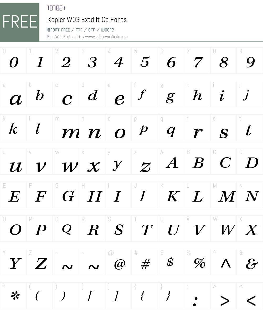 KeplerW03-ExtdItCp Font Screenshots