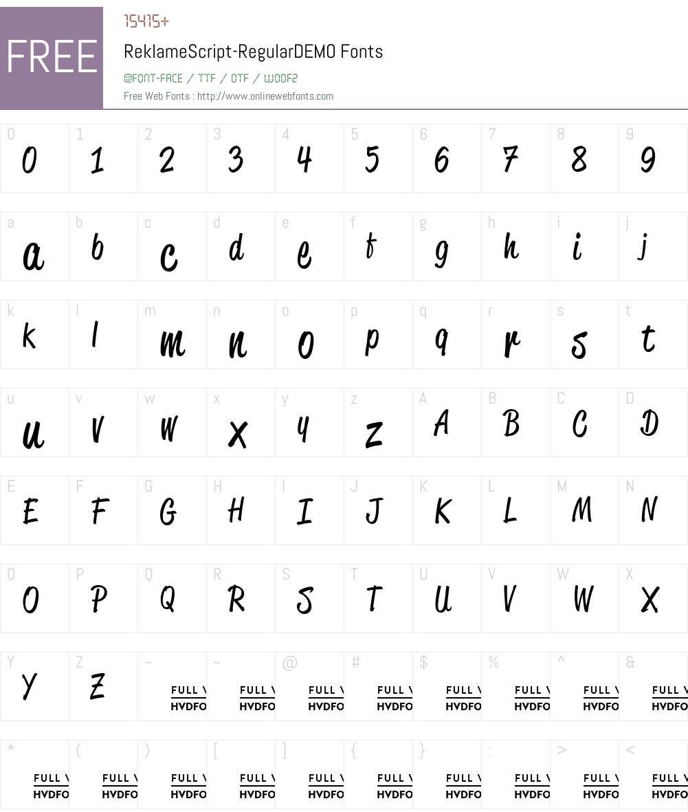 ReklameScript-RegularDEMO Font Screenshots